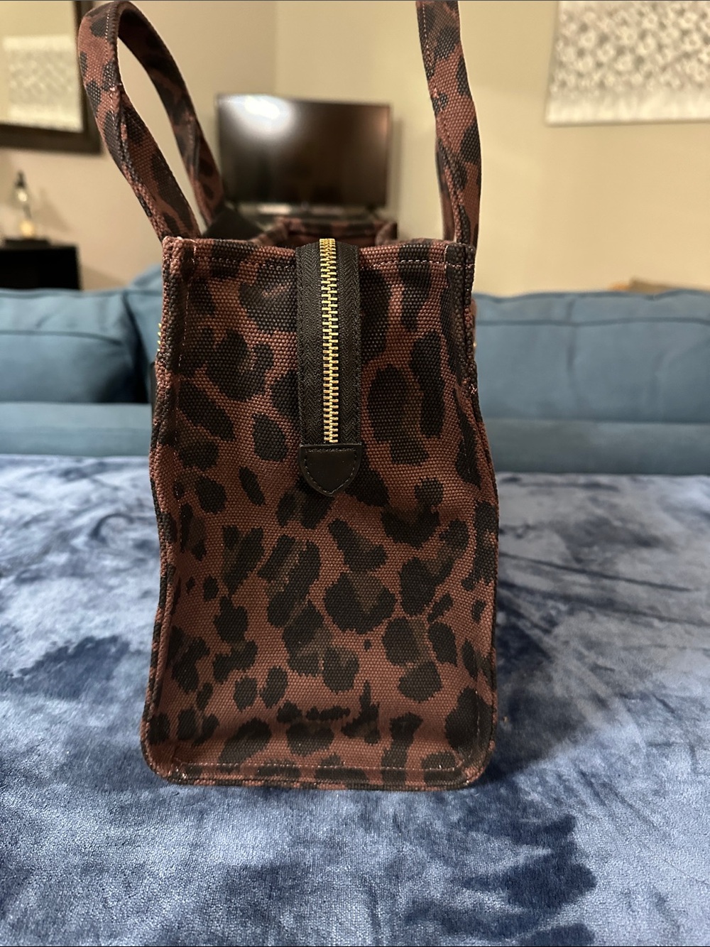 Coach Leopard-Print Canvas Satchel in Brown and Black - Picture 6 of 12